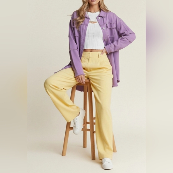 #22884 🚨 SALE 🛑S  OVERSIZED LAVENDER ROCK & ROLL DENIM SHIRT JACKET - Picture 16 of 16